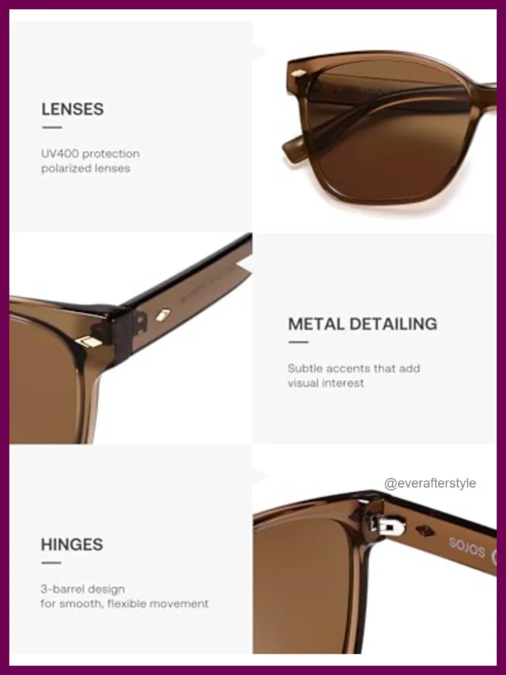 Polarized Square Sunglasses with UV400 Protection